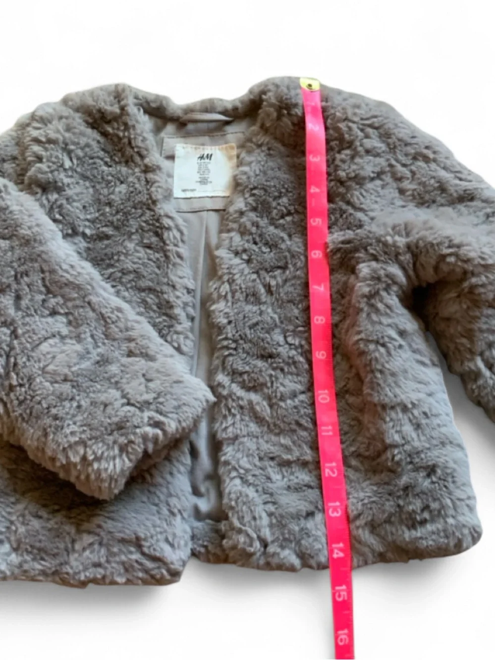 H&M Gray Faux Fur Open Dress Jacket Girls 2-4yrs